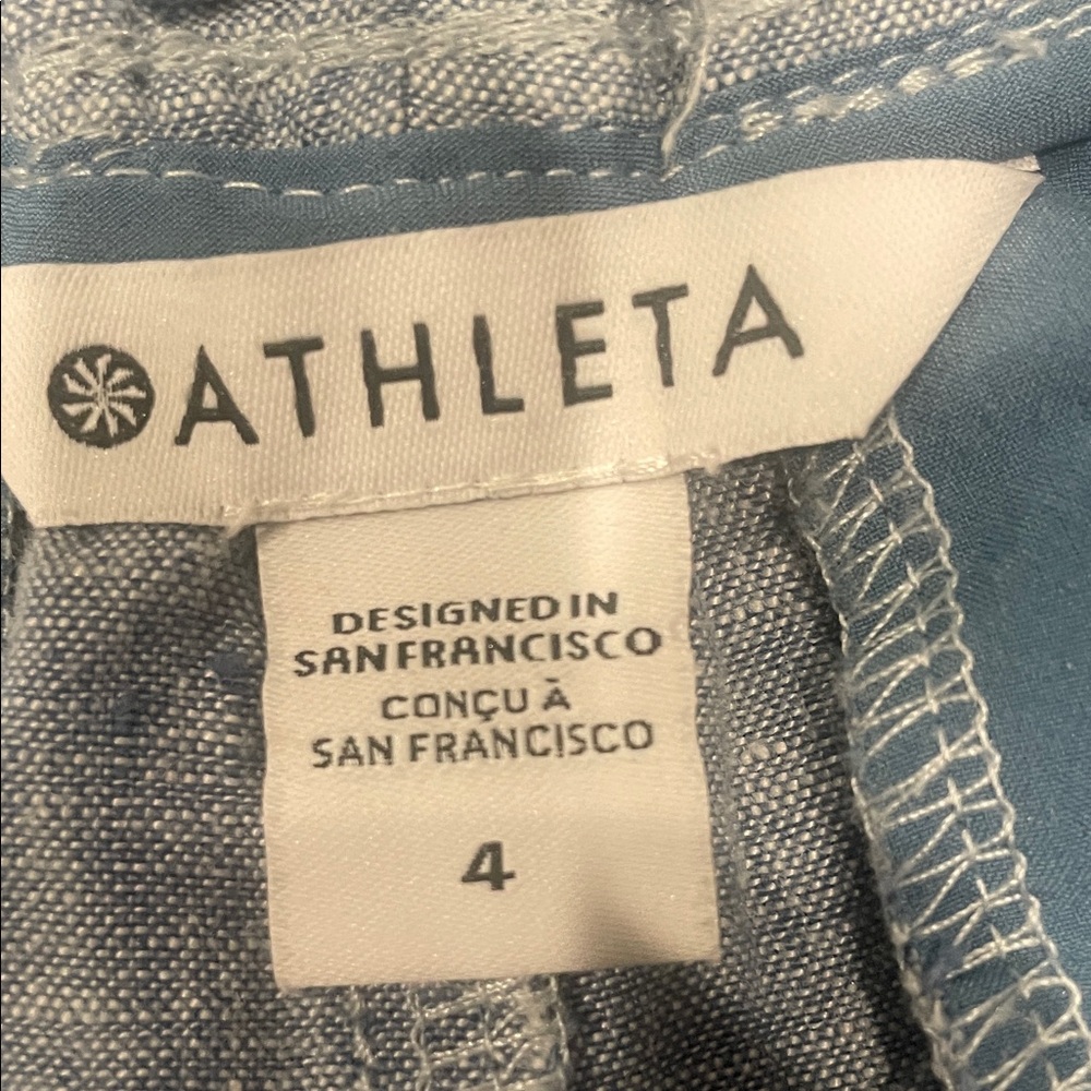Athleta Cabo Linen Shorts in Chambray Blue - Picture 2 of 3